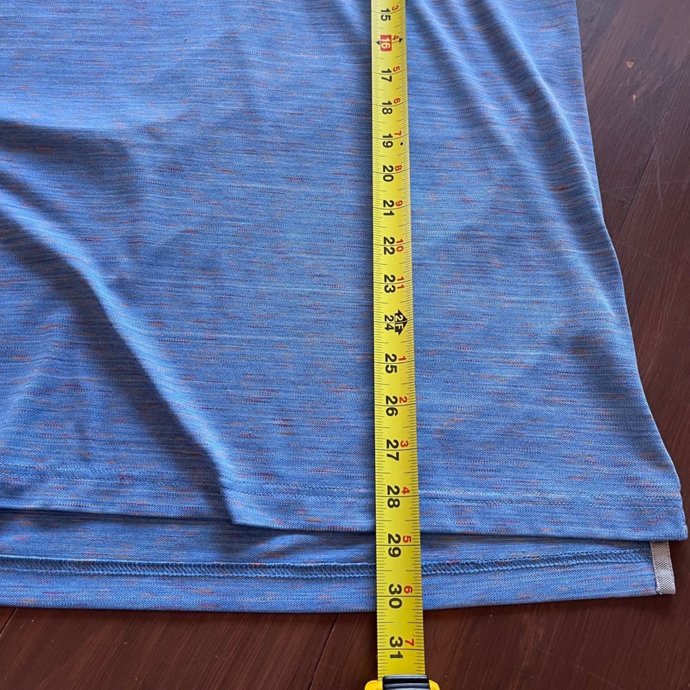 johnnie-O Mens Large Blue Space Dye Performance Short Sleeve Polo Shirt Stretch - Picture 7 of 8